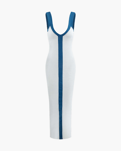 Belle V-Neck Knit Column Maxi Dress
