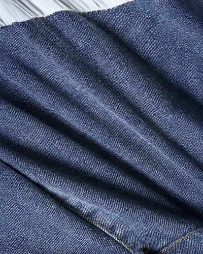 Chloe – Denim Bustier And Pleated Chiffon Pants Set