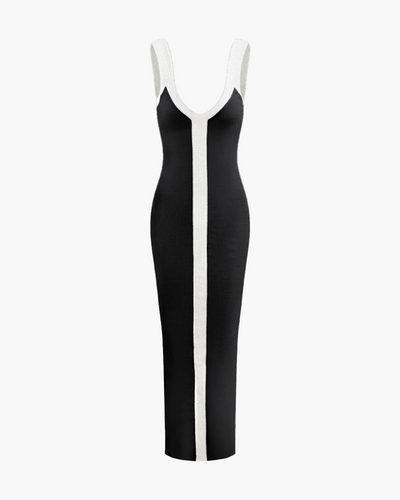 Belle V-Neck Knit Column Maxi Dress