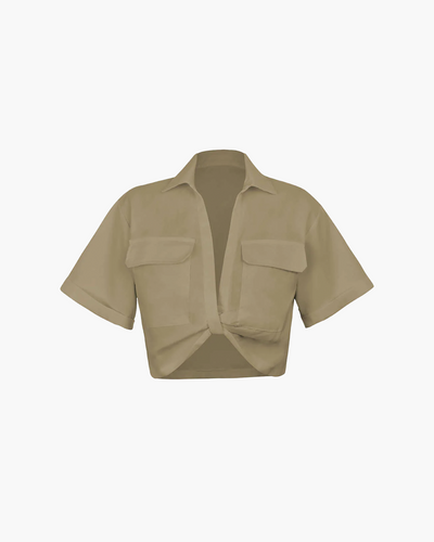 Tess - Basic Pocket Twist Shirt