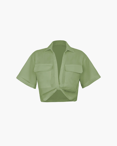 Tess - Basic Pocket Twist Shirt