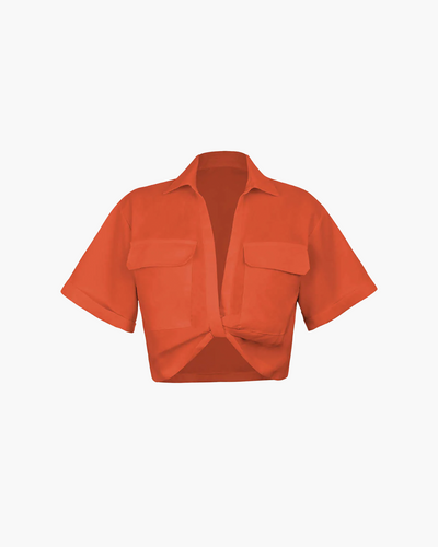 Tess - Basic Pocket Twist Shirt