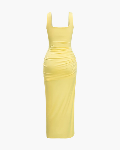 Linna - Solid Twist Midi Dress