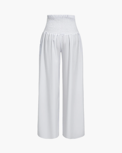 Strapless Ruched Top Wide Leg Pants Set