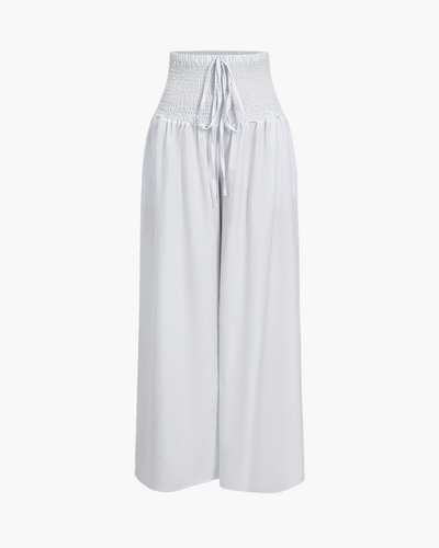 Strapless Ruched Top Wide Leg Pants Set