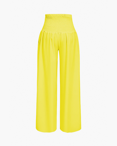 Strapless Ruched Top Wide Leg Pants Set