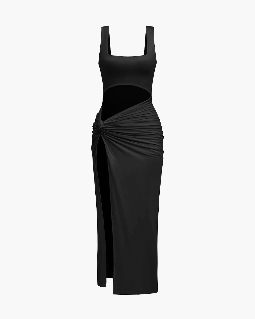 Linna - Solid Twist Midi Dress