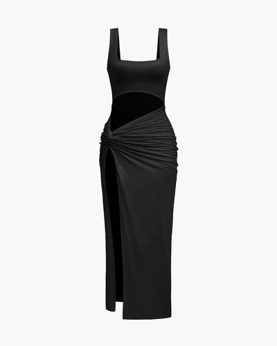 Linna - Solid Twist Midi Dress