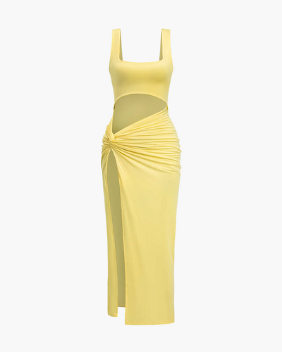 Linna - Solid Twist Midi Dress